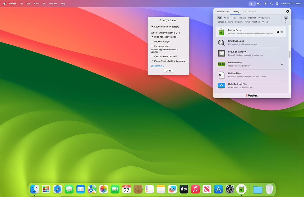 Energy Saver screen