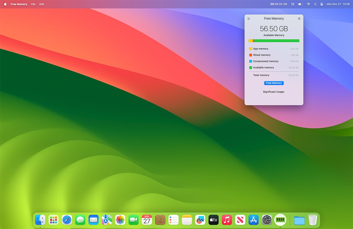 Free Memory screen