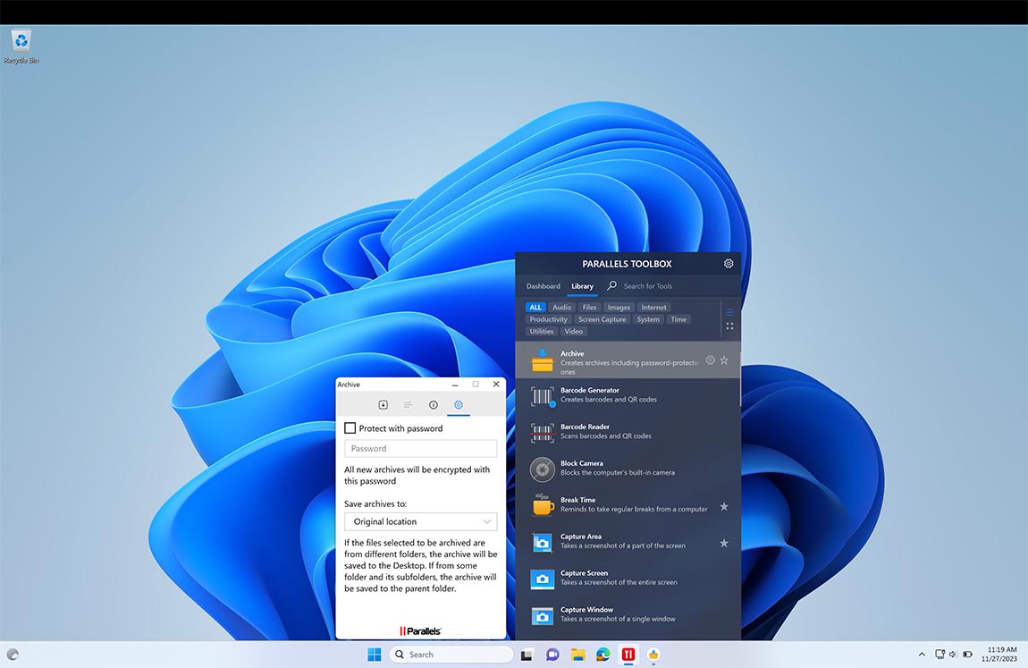 Archive screen
