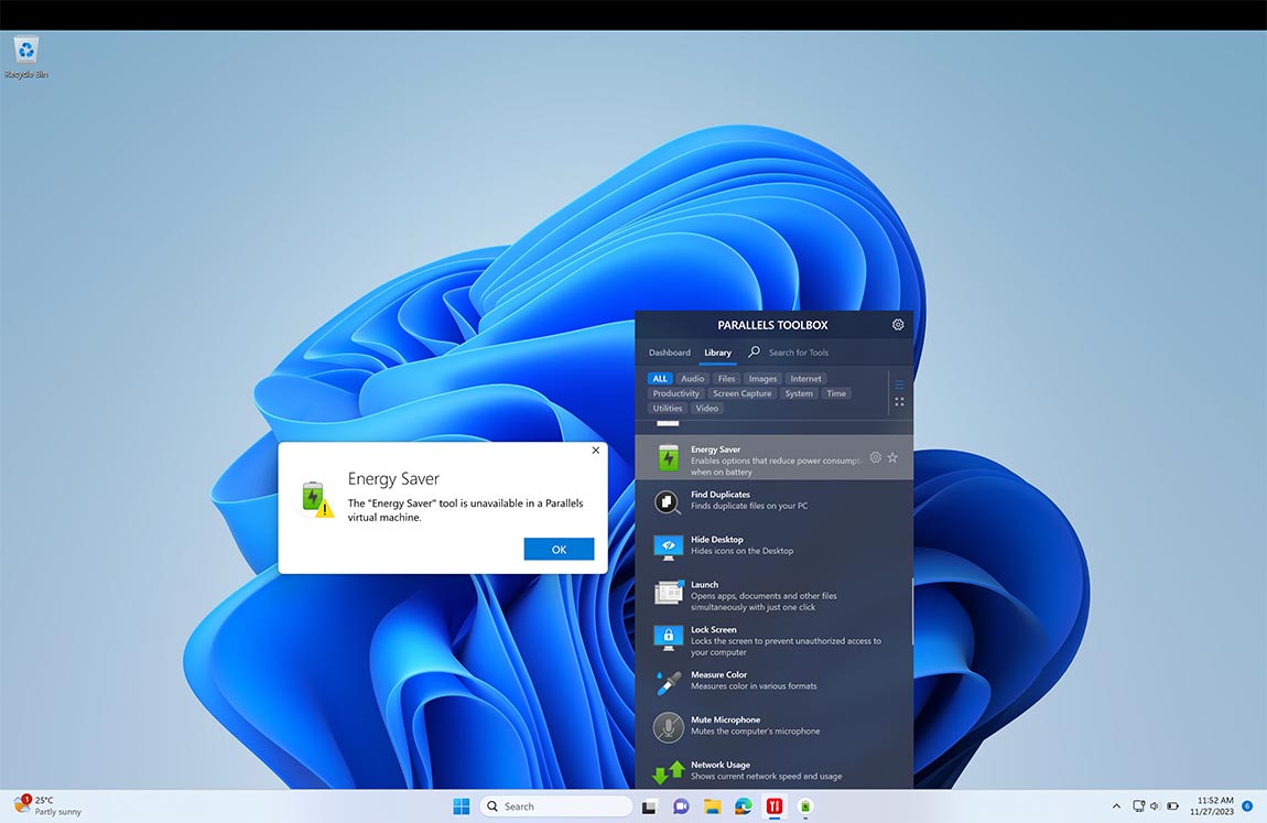 Energy Saver screen