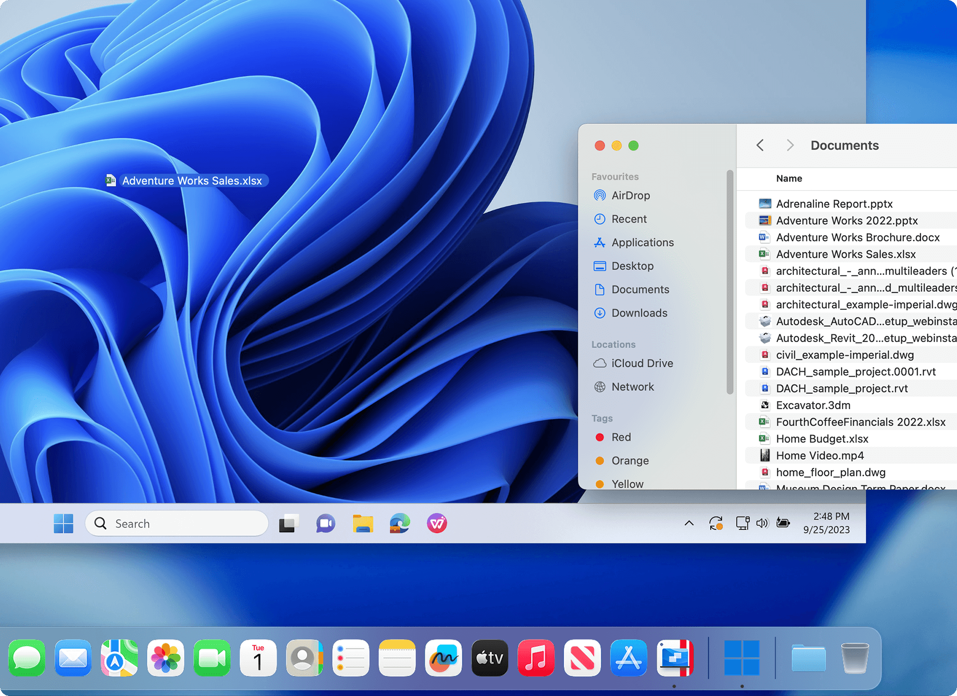 Drag and drop files and images between Windows and Mac Apps