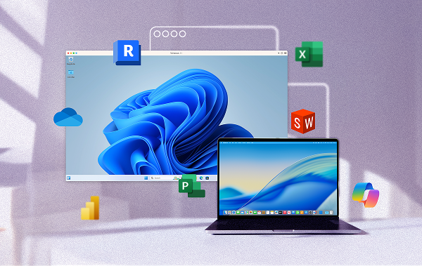 Student running Windows on Mac with Parallels Desktop on Apple silicon MacBook